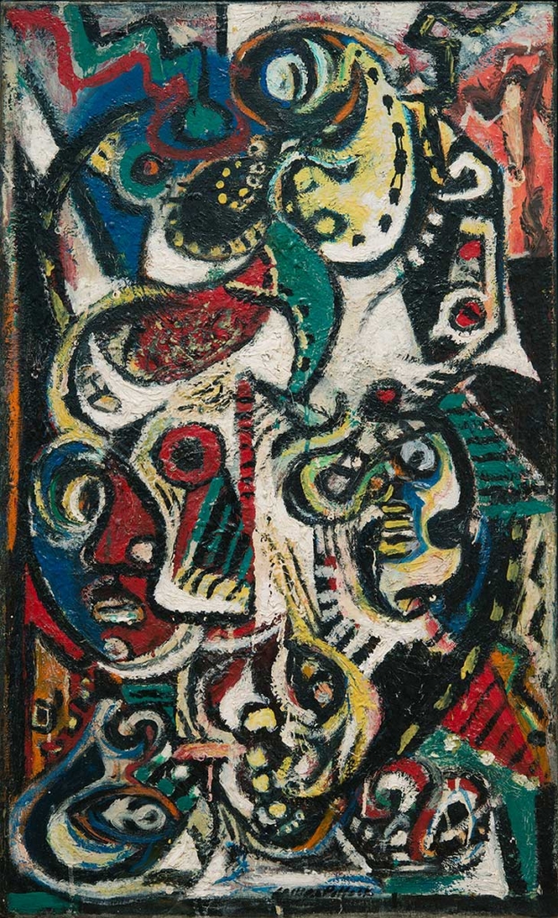 Jackson Pollock, Masqued Image, 1938. Oil on canvas, 40 x 24 in. Museum of Modern Art, Fort Worth. Museum purchase made possible by a grant from the Burnett Foundation.